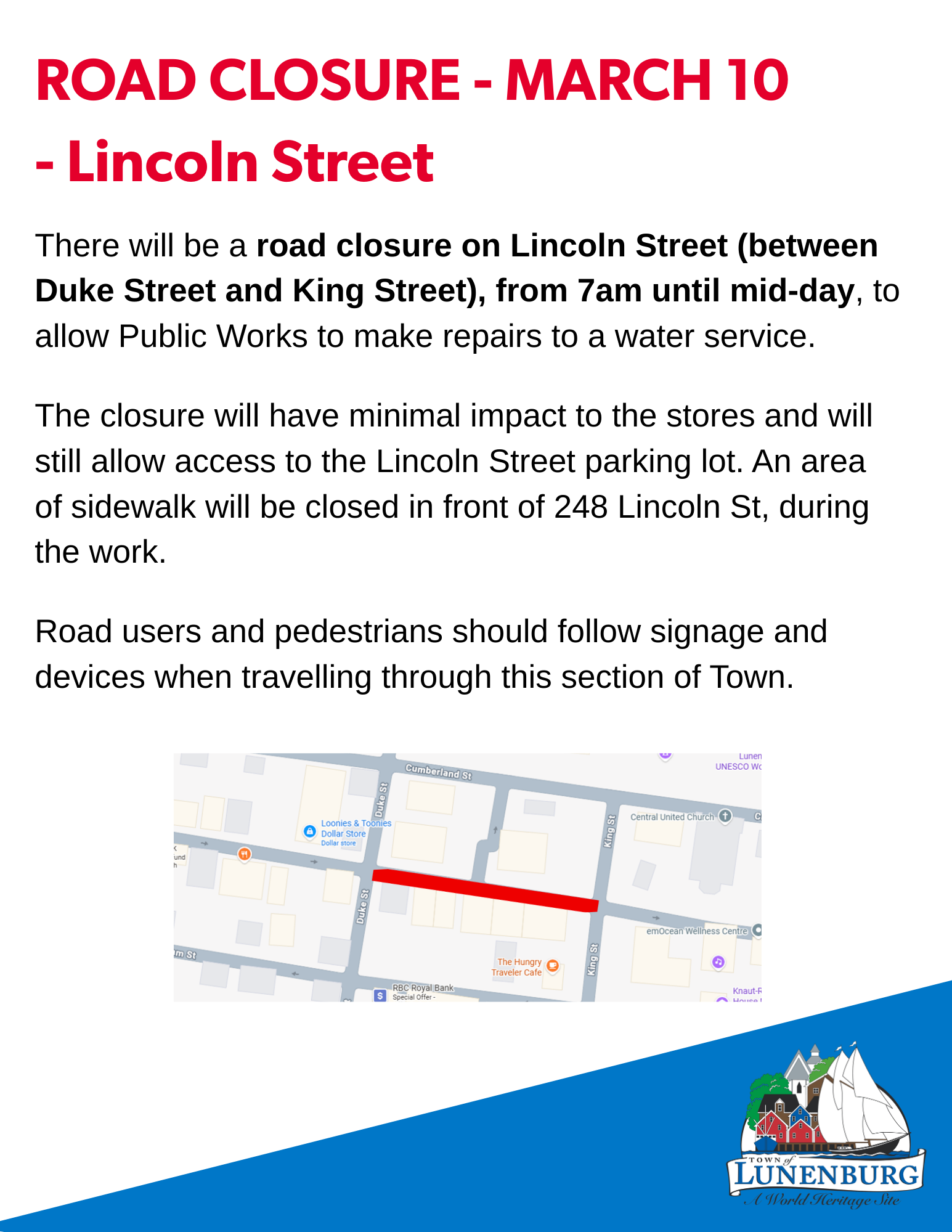 Licoln Street Closure