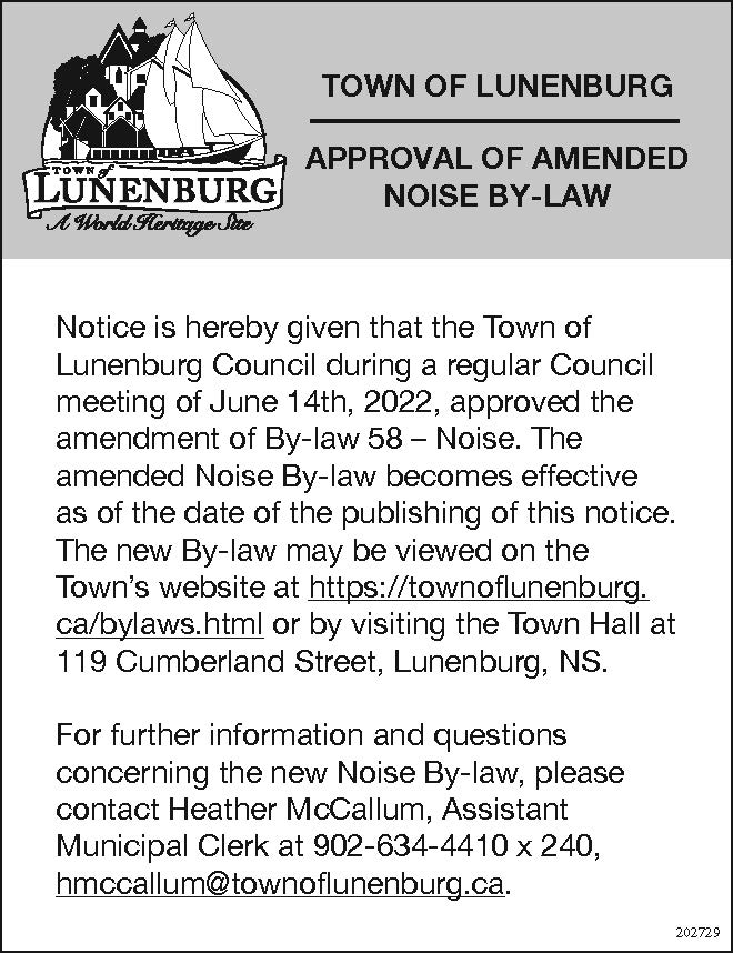 Noise By law passage ad 202729
